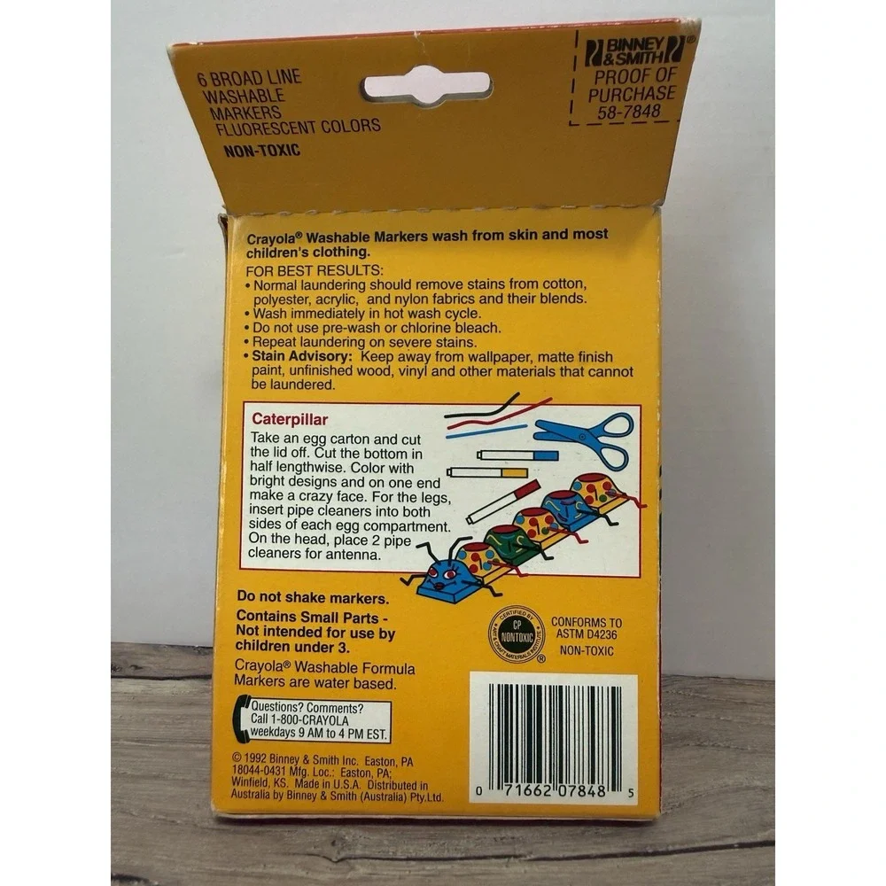 Vintage Binney & Smith Crayola Fluorescent Crayons 8 Count Box Markers 6 Count